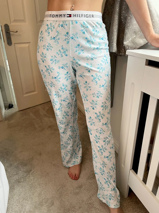 Women's 100% Cotton Pyjama Pants In White Blossom Garden