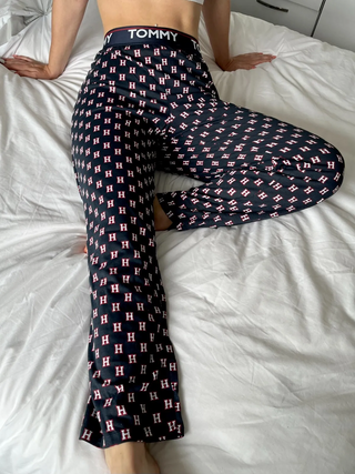 Women's 100% Cotton Pyjama Pants In Midnight Monogram