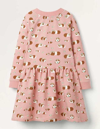 Mini Boden Girl's Jersey Guinea Pigs Printed Dress In Pink (Slightly Defect)