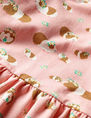 Mini Boden Girl's Jersey Guinea Pigs Printed Dress In Pink (Slightly Defect)