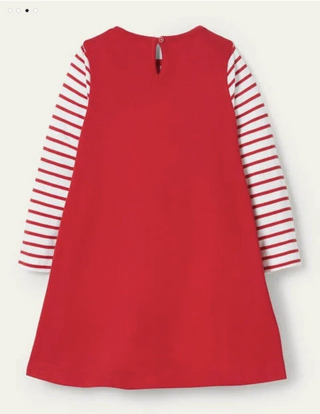 Mini Boden Girl's Big Applique Jersey Dress in Rockabilly Red Stage (Slightly Defect)