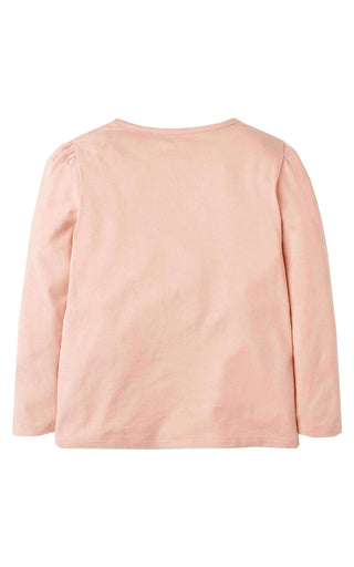 Mini Boden Girl's Applique Top in Providence Pink Cake