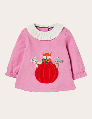 Baby Boden Pumpkin Forest Friends Play Top in Grey Marl Forest Friends (SLIGHTLY DEFECT)