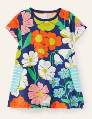 Mini Boden Girl's Printed Tunic in Bluebell Floral