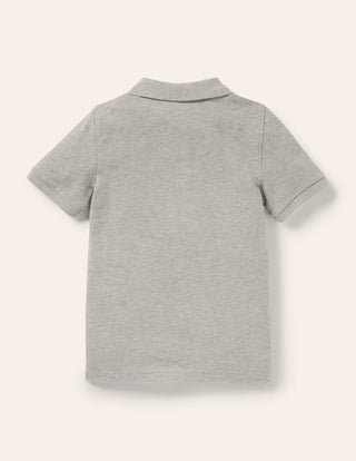 Mini Boden Boy's Pique Polo Shirt in Grey Marl