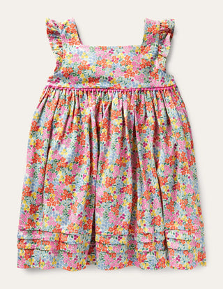 Mini Boden Girl's Frill Sleeve Jersey Dress in Multi Tropical Flowerbed (Slightly Defect)