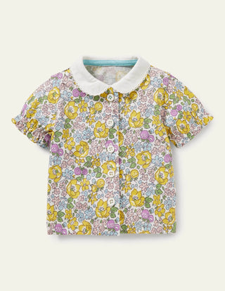 Baby Boden Printed Collar Top in Cool Violet Floral