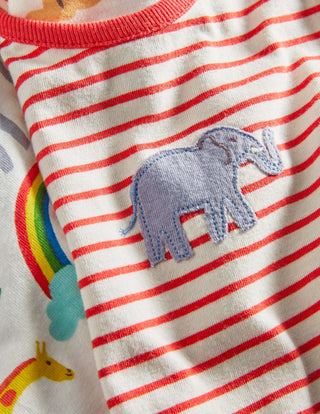 Baby Boden Twin Pack Jersey Rompers Ivory Rainbow Jungle