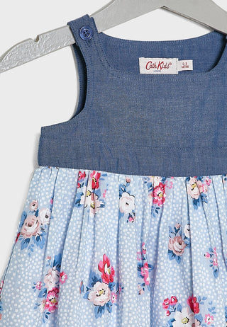 Cath Kidston Blossom Floral Printed Denim Dress in Blue