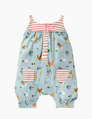 Baby Boden Jersey Hotchpotch Romper in Multi Floral Pets (Slightly Defect)