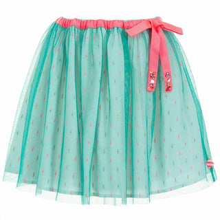 Billieblush Girl's Washed Green Tulle Skirt in Ivory/Green