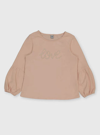 TU Girl's 'Love' Faux Pearl Sweatshirt in Pink