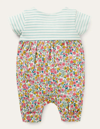 Baby Boden Baby Full Length Jersey Hotchpotch Romper in Multi Vintage Flowerbed (Slightly Defect)