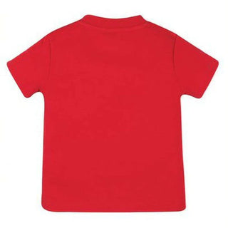 Frugi Boy's Applique Short Sleeve Playdate T-shirt in True Red/Truck