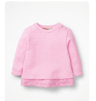 Baby Boden Frilly Broderie Sweatshirt in Pink