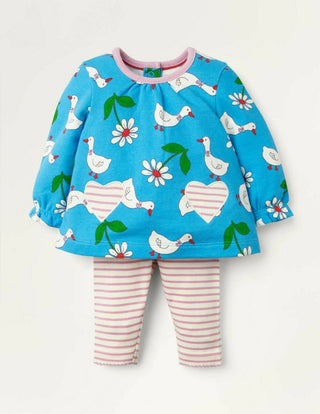 Baby Boden Supersoft Jersey Play Set in Baby Blue Daisy Duck