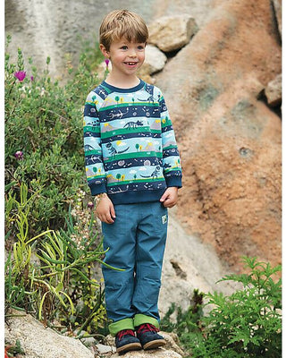 Frugi Pantaloni Snuggle con Toppe Imbottite - Righe Arcobaleno - Cotone bio  bambina