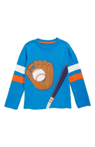 Mini Boden Boy's Baseball Big Applique T-shirt in Blue