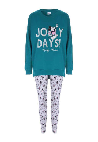 Disney Girl's Mickey & Friends Pyjama Set in Green Jolly Days