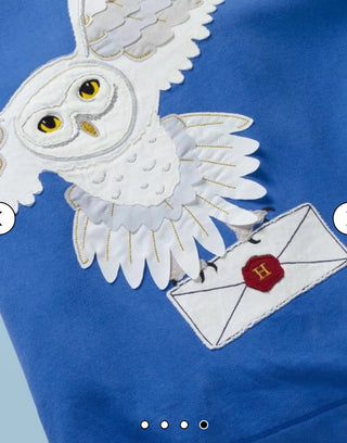 Mini Boden Girl's Harry Potter Hedwig Applique Dress in Blue (Slightly Defect)