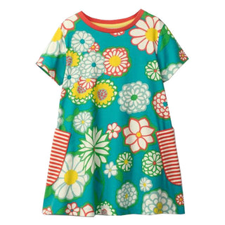 Mini Boden Girl's Hotchpotch Floral Pocket Tunic in Blue Floral