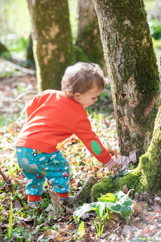 Frugi Boy's Long Sleeve Rhino Easy on Sweatshirt in Orange Rhino