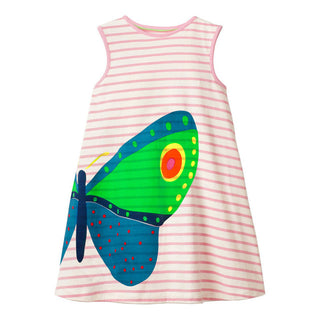 Mini Boden Girl's Stripe Neon Butterfly Tunic in Pink