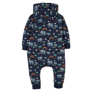 Frugi Kids Big Snuggle Suit in Inidigo Rainbow Flight/Walks