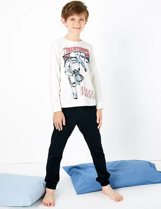 Marks & Spencer Boy's Star Wars Stormtrooper Print Pyjama Set in Ivory