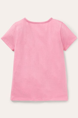 Mini Boden Girl's Big Applique T-shirt in Pink Lemonade Panda