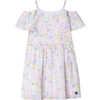 Carrement Beau Girl's Floral Off-Shoulder Dress in Ivory Mix