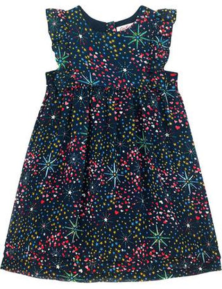 Cath Kidston Girl's Midnight Stars Baby Frill Bib Dress in Navy