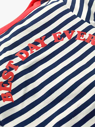 Mini Boden Girl's Best Day Ever Slogan Stripe T-Shirt, Navy