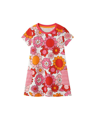 Mini Boden Girl's Floral Printed Tunic in Pink Camelia Floral