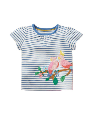 Baby Boden Applique Bloomers T-shirt in Aqua Blossom