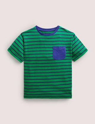 Mini Boden Boy's Drop Shoulder T-Shirt in Green Pepper/College Navy