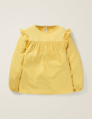 Mini Boden Girl's Flotty Ruffle Top in Yellow