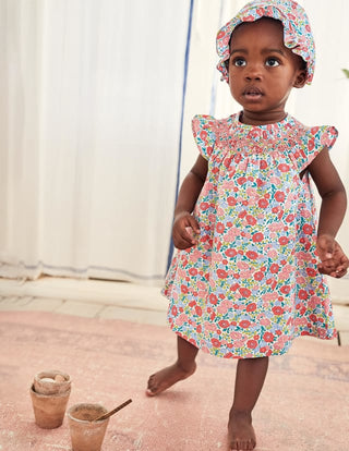 Baby Boden Nostalgic Smocked Floral Dress in Pink Flowerbed