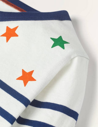 Mini Boden Kids Fun Breton Stripe T-shirt in Rainbow/Star