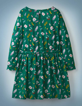 Mini Boden Girl's Hogwarts Printed Dress in Mountain Meadow Green (Slightly Defect)