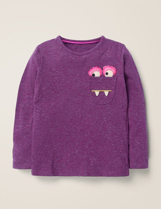 Mini Boden Girl's Monster T-Shirt in Dream Purple Sparkle