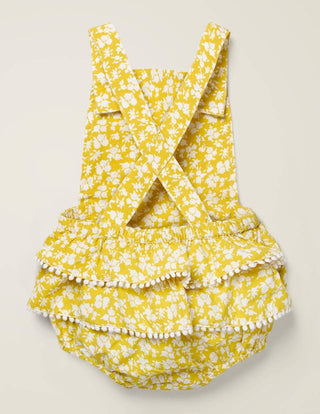 Baby Boden Frilly Floral Romper in Daffodil Yellow