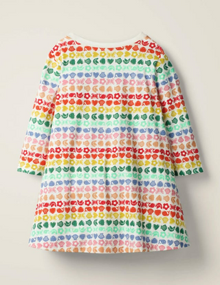 Mini Boden Girl's Stripe Printed Tunic Dress in Ivory Multi