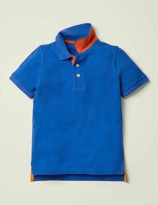 Mini Boden Boy's Piqué Polo Shirt in Royal Blue