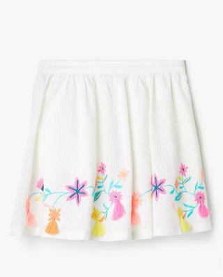 John Lewis & Partners Girl's Embroidered Skirt in White