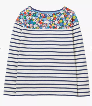 Mini Boden Girl's Everyday Breton Ditsy Floral Top in Multi