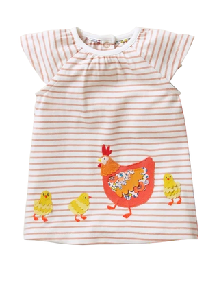 Baby Boden Chicken Applique Dress in Multi