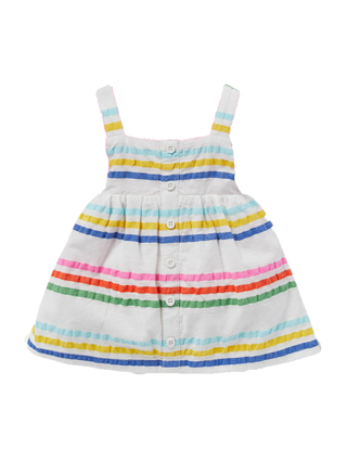 Baby Boden Woven Stripy Pinnie in Multi Rainbow