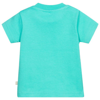 Frugi Boy's Little Creature Applique T-Shirt in Green Elephant