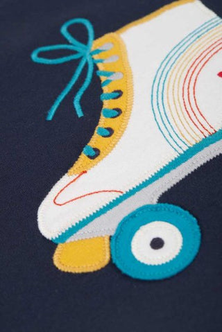 Frugi Girl's Roller-Skate Adventure Applique Top in Navy